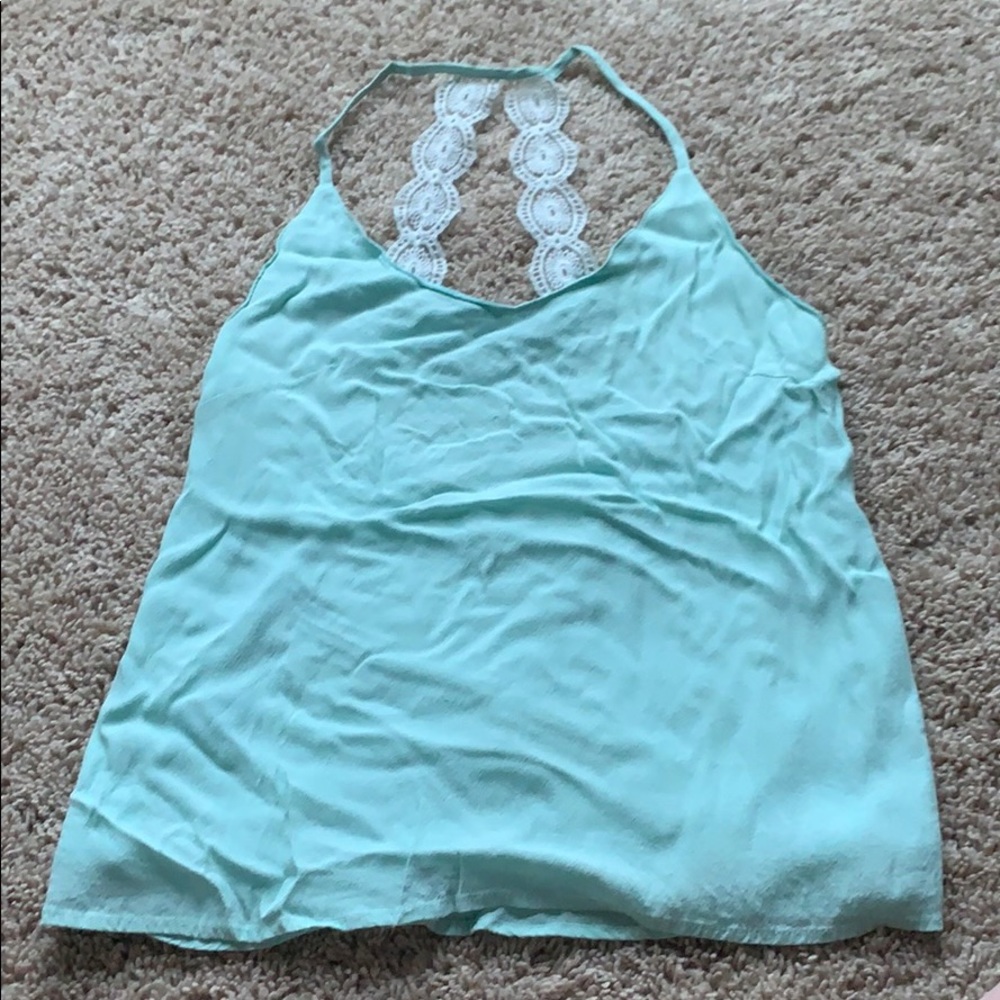 Teal The Hanger lace back tank